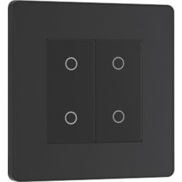 British General Evolve 2-Gang 2-Way LED Double Secondary Touch Trailing Edge Dimmer Switch  Matt Black with Black Inserts