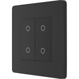 British General Evolve 2-Gang 2-Way LED Double Secondary Touch Trailing Edge Dimmer Switch  Matt Black with Black Inserts