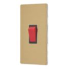 Contactum Lyric 45A 1-Gang DP Control Switch Brushed Brass  with Black Inserts