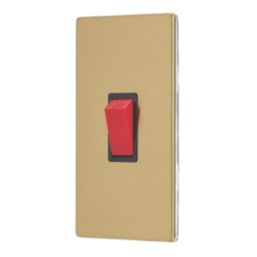 Contactum Lyric 45A 1-Gang DP Control Switch Brushed Brass  with Black Inserts