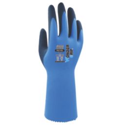 Wonder Grip WG-318L Aqua Guard Gauntlet Gloves Blue Medium