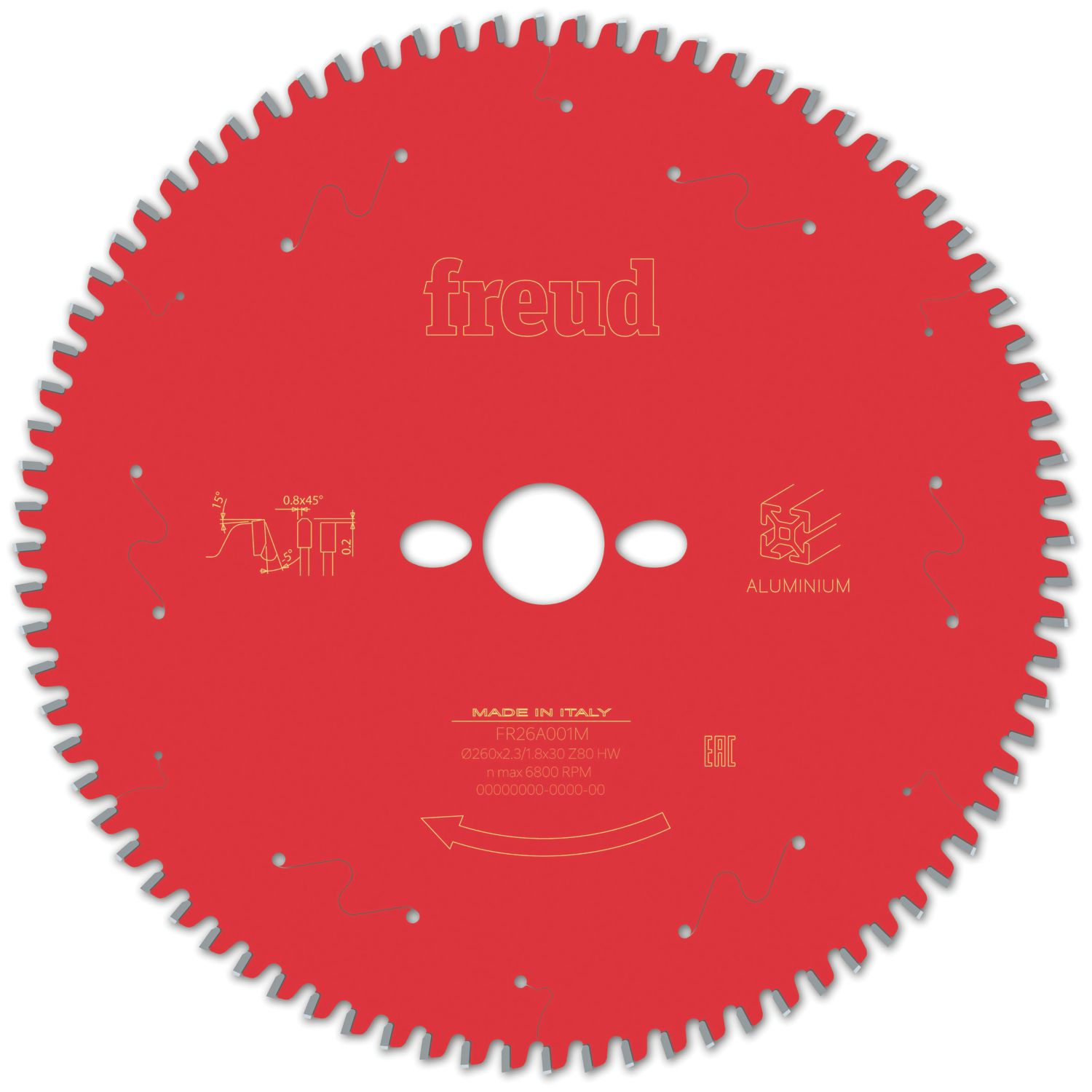 Freud F03FS09827 Aluminium/Plastic Circular Saw Blade 260mm x 30mm 80T (703VV)