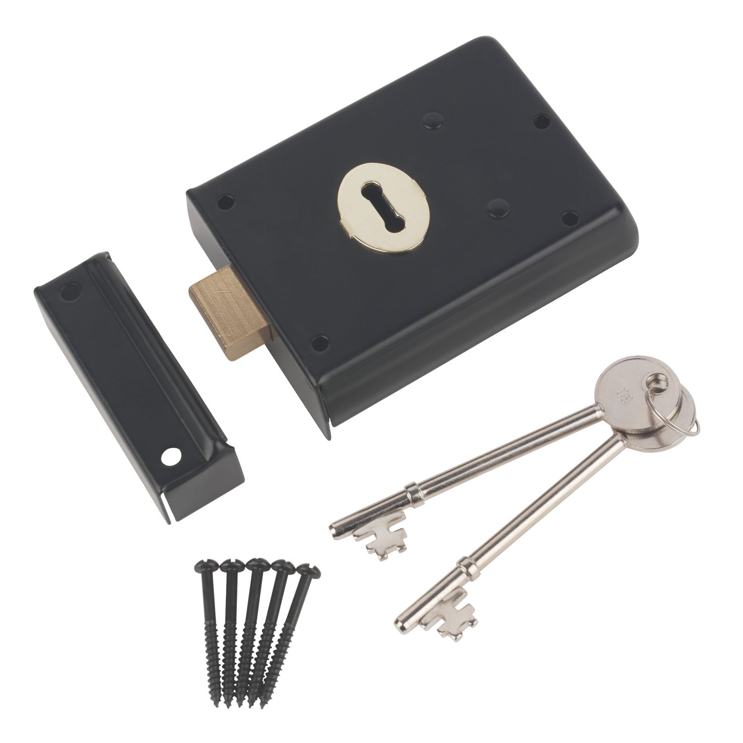 Smith & Locke Fire Rated Traditional Rim Deadlock Black 105mm x 80mm (7041G)