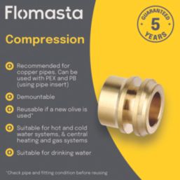 Flomasta  Brass Compression Reducing Internal Coupler 15mm x 10mm