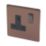 Varilight  13AX 1-Gang DP Switched Plug Socket Brushed Bronze  with Black Inserts