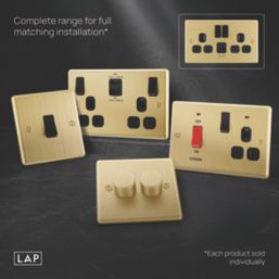 LAP  13A 2-Gang SP Switched Socket + 2.4A 12W 2-Outlet Type A & C USB Charger Satin Brass with Black Inserts