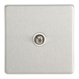 Contactum Lyric 1-Gang F-Type Satellite Socket Brushed Steel with White Inserts