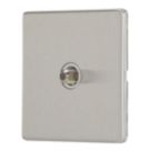 Contactum Lyric 1-Gang F-Type Satellite Socket Brushed Steel with White Inserts