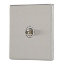 Contactum Lyric 1-Gang F-Type Satellite Socket Brushed Steel with White Inserts