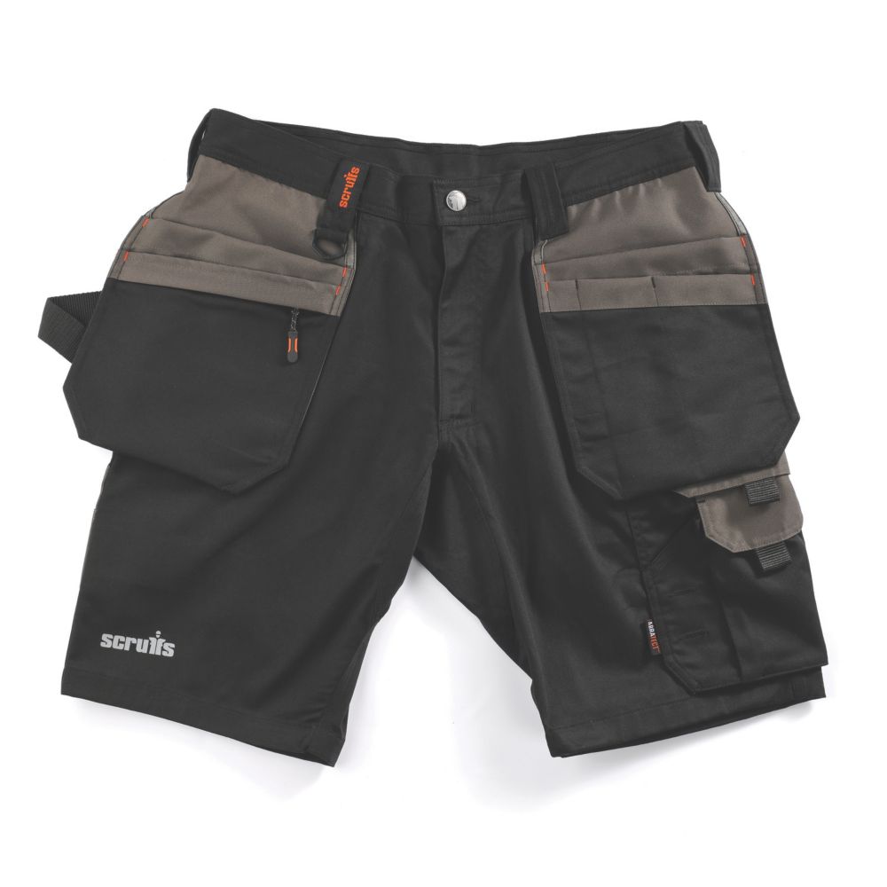 Scruffs Worker Plus Multi Pocket Holster Work Shorts Black 38 W Screwfix