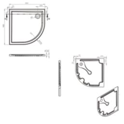 Milan Quadrant Bathroom Shower Tray & Waste White Gloss 900mm x 900mm x 40mm