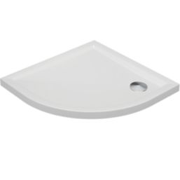 Milan Quadrant Bathroom Shower Tray & Waste White Gloss 900mm x 900mm x 40mm