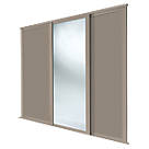 Spacepro Shaker 3-Door Sliding Wardrobe Door Kit Stone Grey Frame Stone Grey / Mirror Panel 2136mm x 2260mm