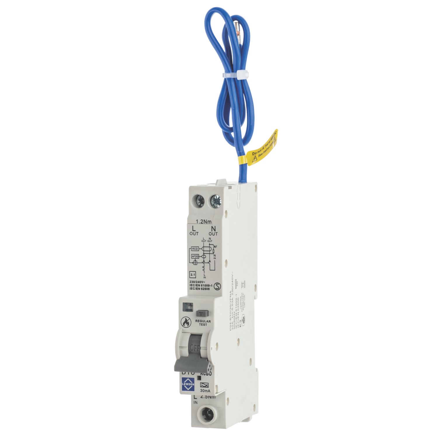Lewden P04-B16/30/1PNA 16A 30mA Type A 1+N B Curve AFDD & RCBO (705HM)
