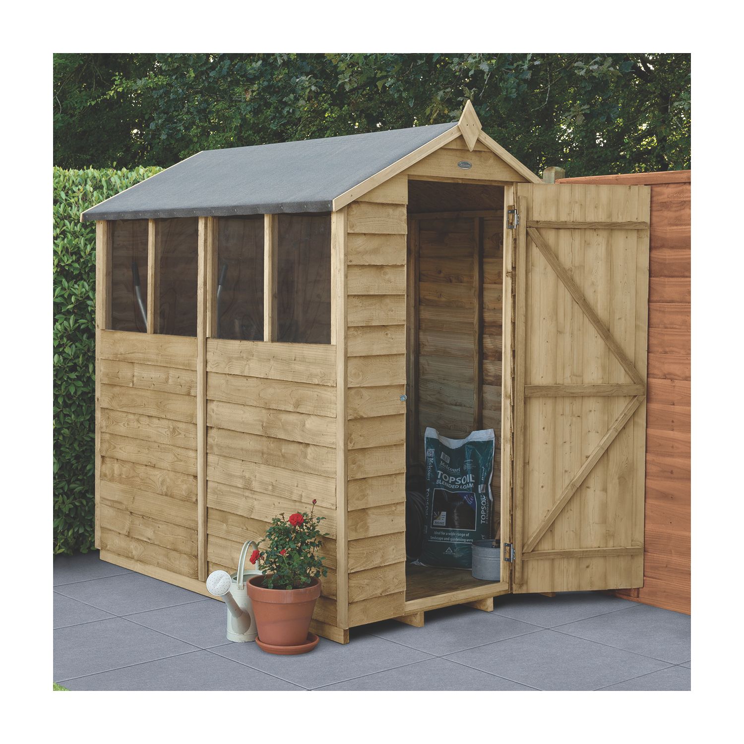 Forest 4' x 6' (Nominal) Apex Overlap Timber Shed with Base (705JR)
