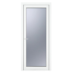 Crystal  Fully Glazed 1-Obscure Light Right-Hand Opening White uPVC Back Door 2090mm x 840mm