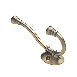 Decohooks Two Prong Ball End Hook Antique Brass 130mm
