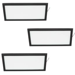 VEW Slim Rectangular LED Cabinet Lights Black 6W 300lm 3 Pack