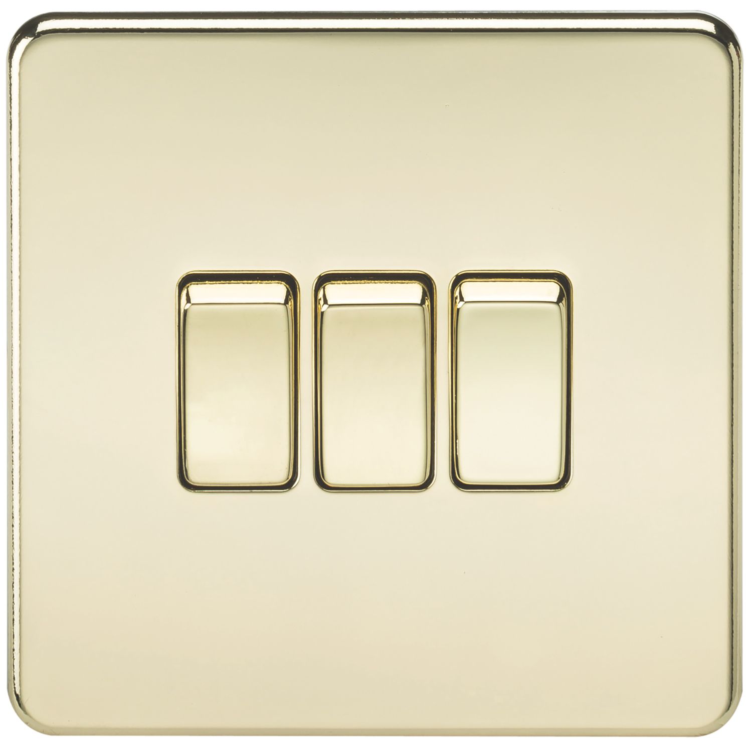 Knightsbridge 10AX 3-Gang 2-Way Light Switch Polished Brass (705TY)
