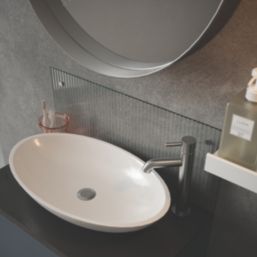 Splashback  Bathroom Splashback Fluted Clear with Polished Chrome Caps 250mm x 600mm x 4mm