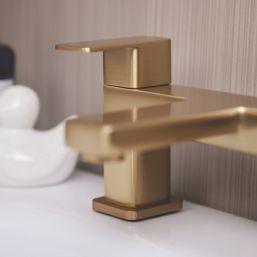ETAL Lanza Brushed Brass 174mm Deck Mounted Lever 2 Tap Holes Bath Mixer Tap