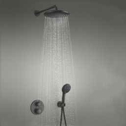 Grohe Precision 250 Round HP Rear-Fed Concealed Matt Black Thermostatic Shower System