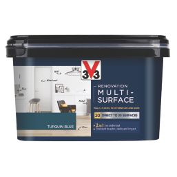 V33 2Ltr Turquin Blue Satin Acrylic Multi Surface Paint