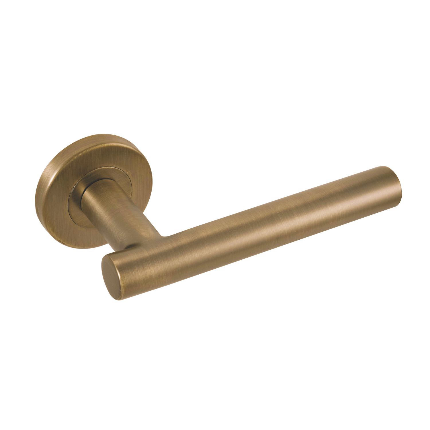 Eclipse Precision T-Bar Fire Rated Lever on Rose Door Handle Pair Antique Brass (706KW)