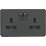 Knightsbridge  13A 2-Gang DP Switched Double Socket Anthracite  with Black Inserts