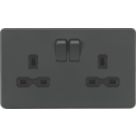 Knightsbridge  13A 2-Gang DP Switched Double Socket Anthracite  with Black Inserts