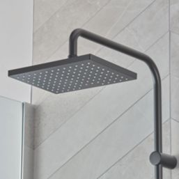 Hansgrohe Vernis Shape Showerpipe 230 HP Rear-Fed Exposed Matt Black Thermostatic Mixer Shower Kit