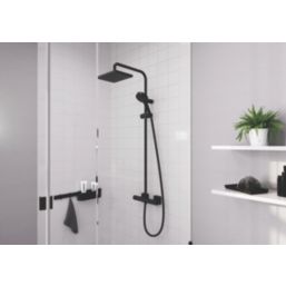 Hansgrohe Vernis Shape Showerpipe 230 HP Rear-Fed Exposed Matt Black Thermostatic Mixer Shower Kit