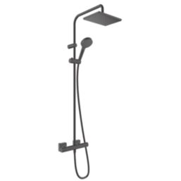 Hansgrohe Vernis Shape Showerpipe 230 HP Rear-Fed Exposed Matt Black Thermostatic Mixer Shower Kit