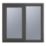 Crystal  Left-Hand Opening Obscure Double-Glazed Casement Anthracite on White uPVC Window 905mm x 965mm