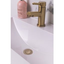 Top-Fix Slotted Push Button Basin Waste Brushed Brass 60mm