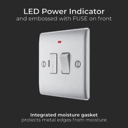 British General Nexus Metal 13A Switched Fused Spur with LED Brushed Steel