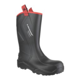 Dunlop Purofort+ Rugged Size 10  Black Steel Toe Cap Safety Wellies