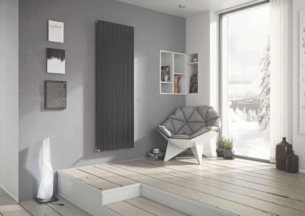 Ximax Oceanus Horizontal or Vertical Designer Radiator 1800mm x 670mm  Anthracite - Screwfix
