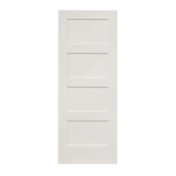 Primed White Wooden 4-Panel Shaker Internal Door 2032mm x 813mm