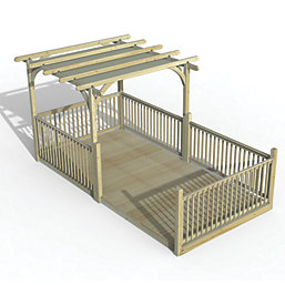 Forest Ultima 16' x 8' (Nominal) Flat Pergola & Decking Kit with 5 x Balustrades (3 Posts) & Canopy