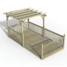 Forest Ultima 16' x 8' (Nominal) Flat Pergola & Decking Kit with 5 x Balustrades (3 Posts) & Canopy