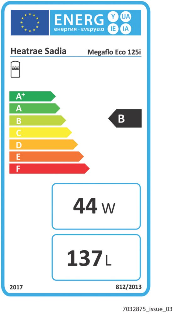 Heatrae Sadia Megaflo Eco 125i Indirect Unvented Unvented Hot Water  Cylinder 125Ltr - Screwfix