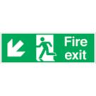 Essentials  Non Photoluminescent "Fire Exit Down Left" Signs 150mm x 450mm 100 Pack