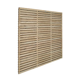 Forest  Double-Slatted  Fence Panels Natural Timber 6' x 6' Pack of 3