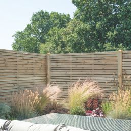 Forest  Double-Slatted  Fence Panels Natural Timber 6' x 6' Pack of 3