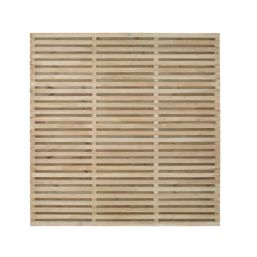 Forest  Double-Slatted  Fence Panels Natural Timber 6' x 6' Pack of 3