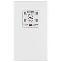 Arlec  2-Gang Dual Voltage Shaver Socket 115/230V White with Colour-Matched Inserts