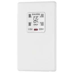 Arlec  2-Gang Dual Voltage Shaver Socket 115/230V White with Colour-Matched Inserts