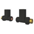 ETAL Swelt 15mm x 1/2" Satin Black Straight Designer Manual Radiator Valve Head & Body  2 Pack