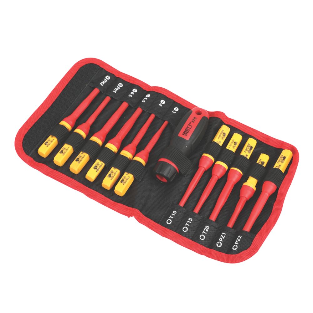 Forge Steel VDE Changeable Blade Screwdriver Set 12 Pcs Screwfix